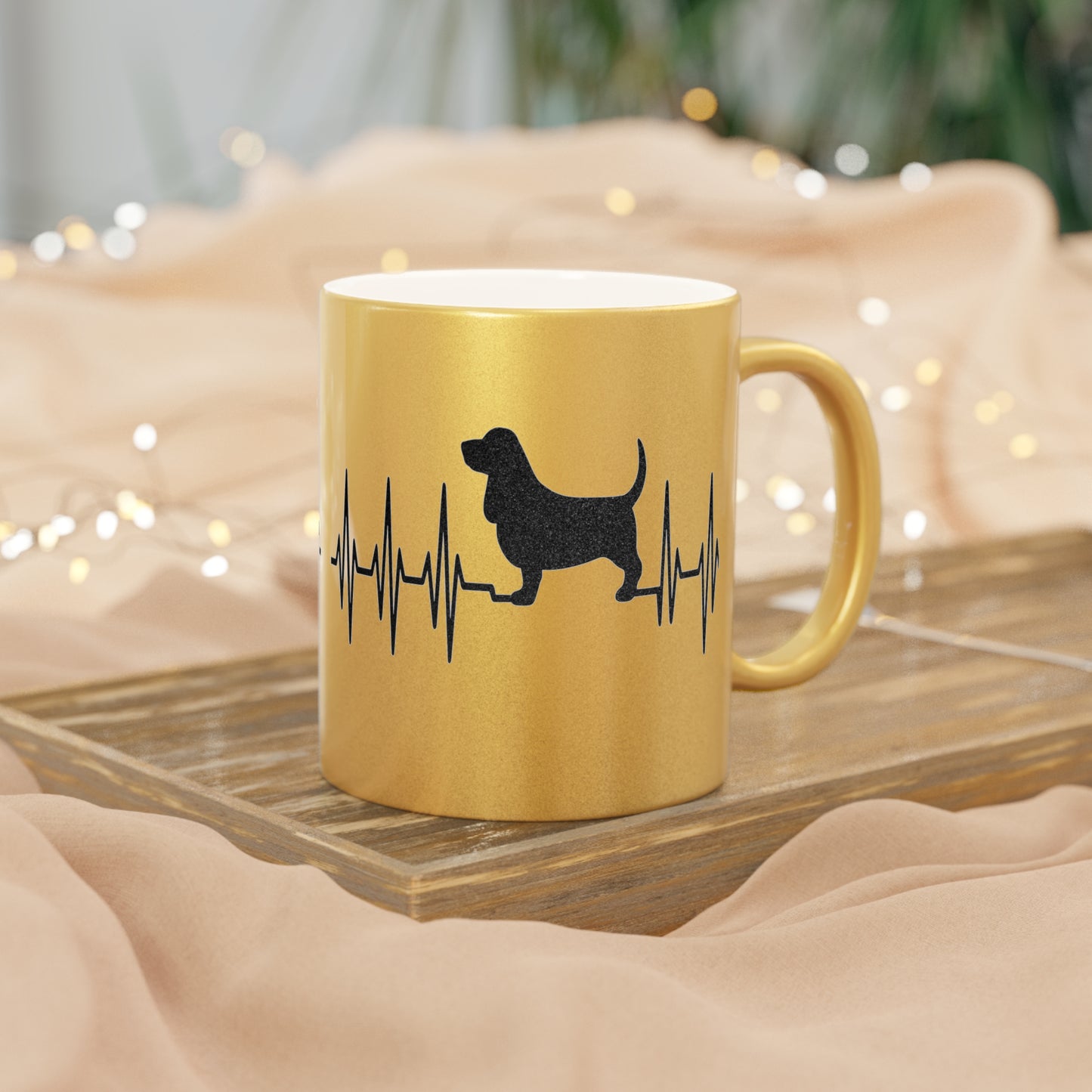 My Heart Beats For Basset Hounds Metallic Coffee Mug