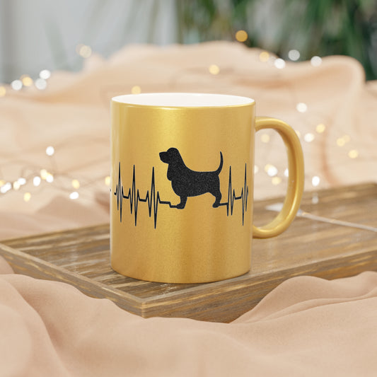 My Heart Beats For Basset Hounds Metallic Coffee Mug