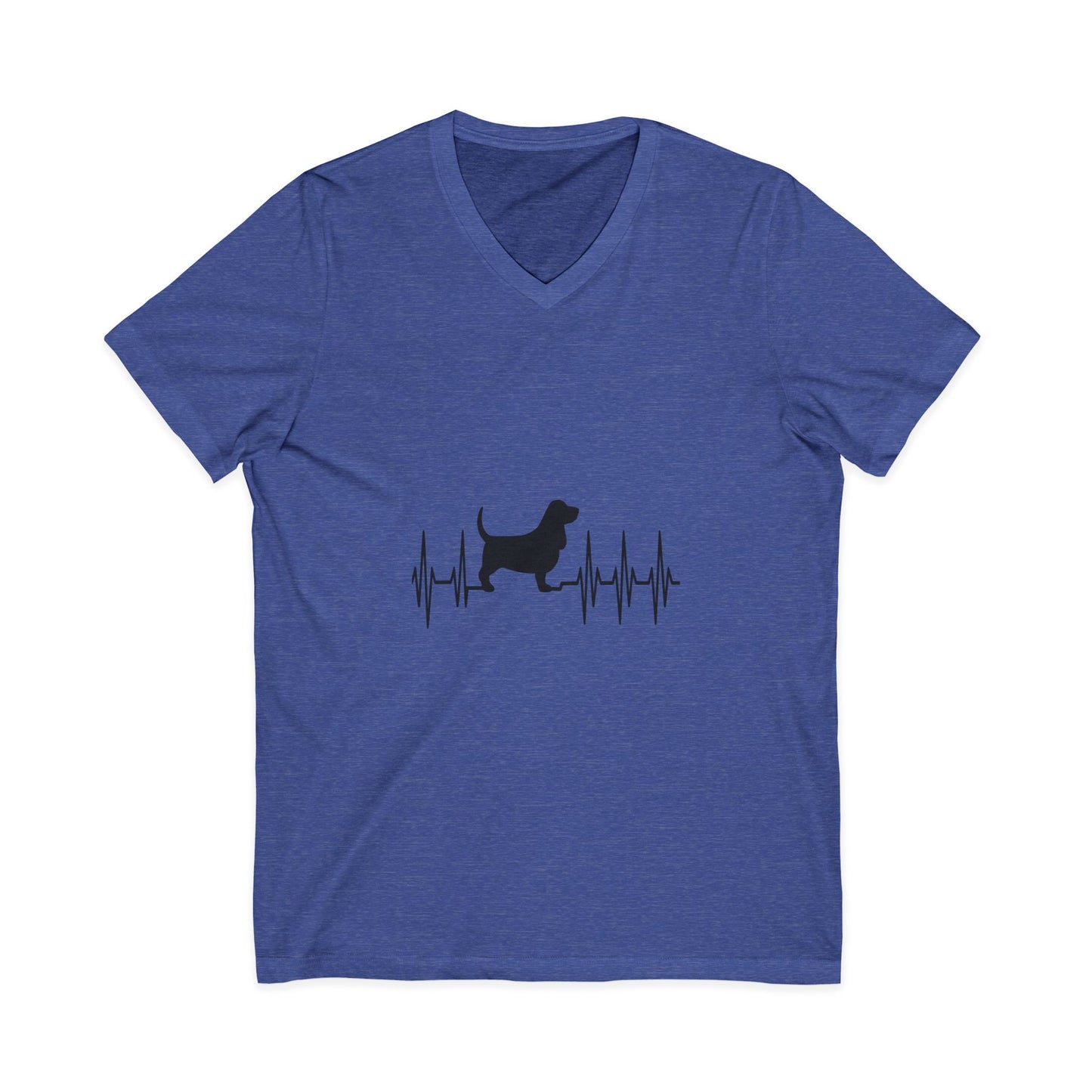 My Heart Beats For Bassets Unisex Short Sleeve V-Neck Tee