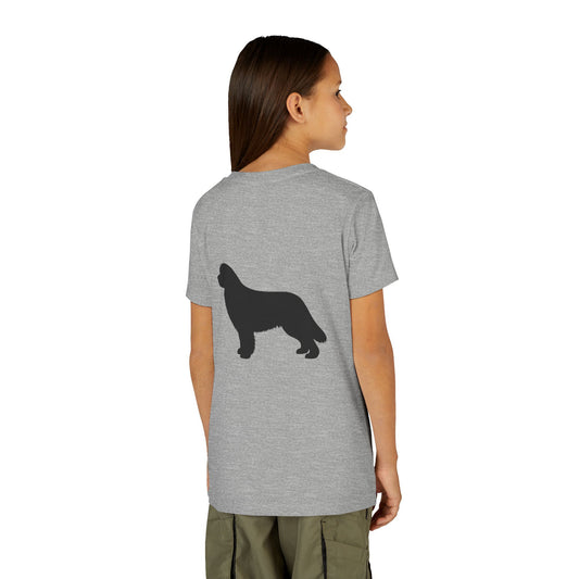 Newfie Silhouette Youth Unisex Short Sleeve Crewneck Tee