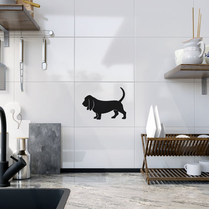 Basset Hound Silhouette Ceramic Photo Tile