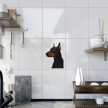 Doberman Head Ceramic Photo Tile