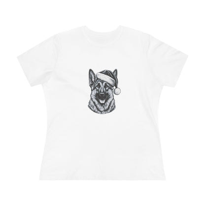 Santa Paws German Shepherd Women's Short Sleeve Crewneck Tee