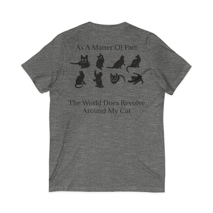 Matter Of Fact Cat Unisex Short Sleeve V-Neck Tee