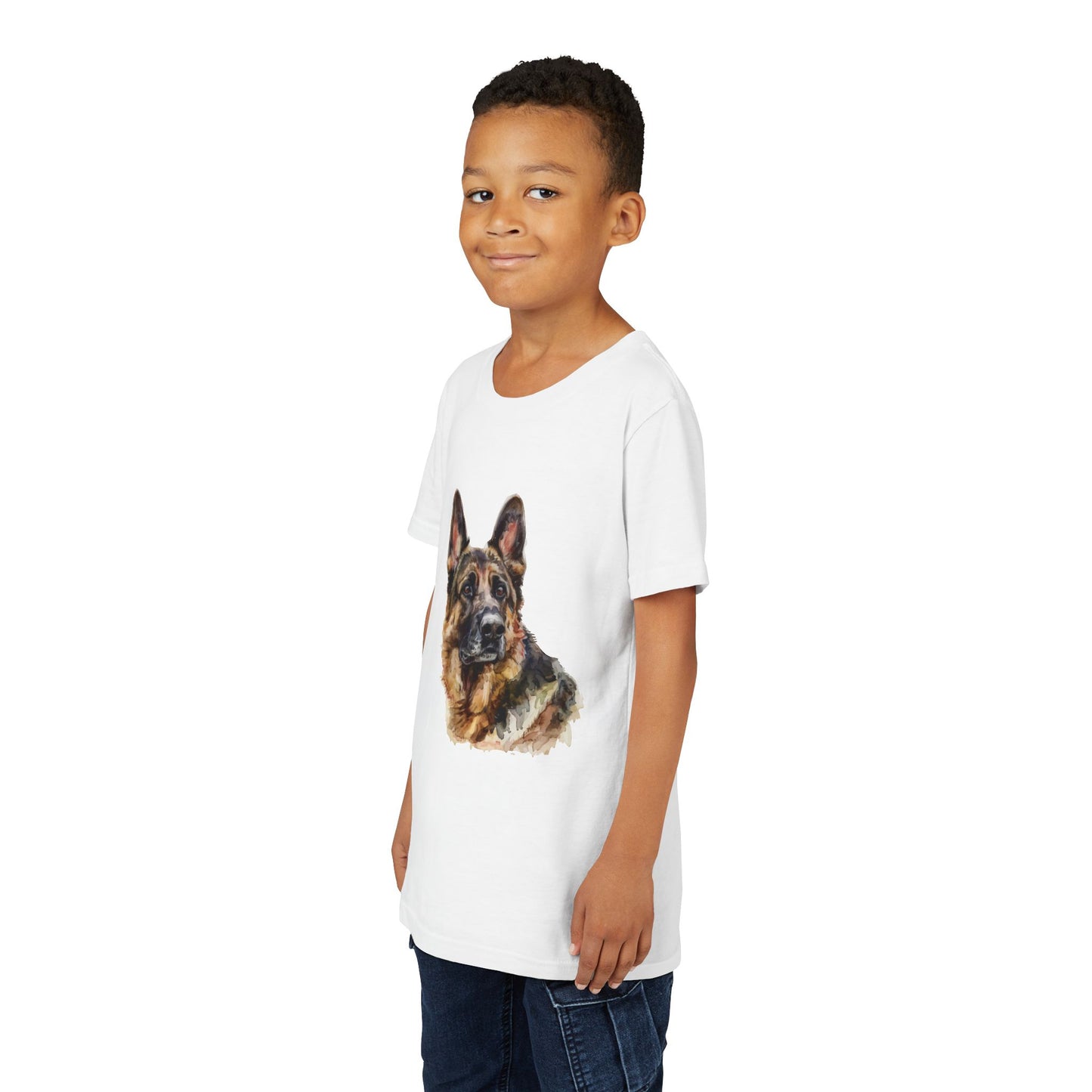 German Shepherd Head Youth Unisex Short Sleeve Crewneck Tee