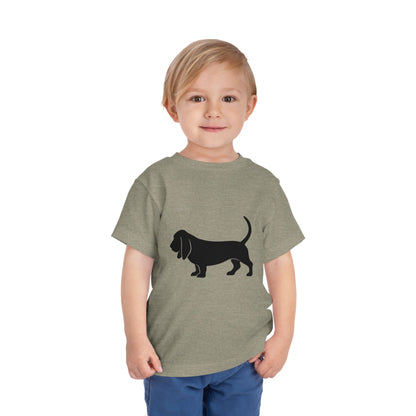 Basset Hound Silhouette Toddler Unisex Short Sleeve Crewneck Tee