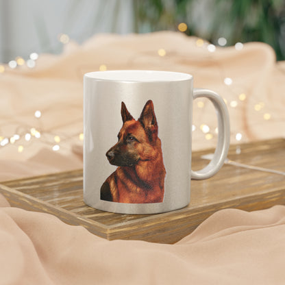 German Shepherd Head Metallic Coffee Mug