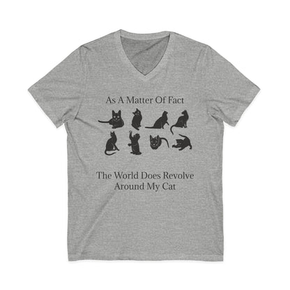 Matter Of Fact Cat Unisex Short Sleeve V-Neck Tee