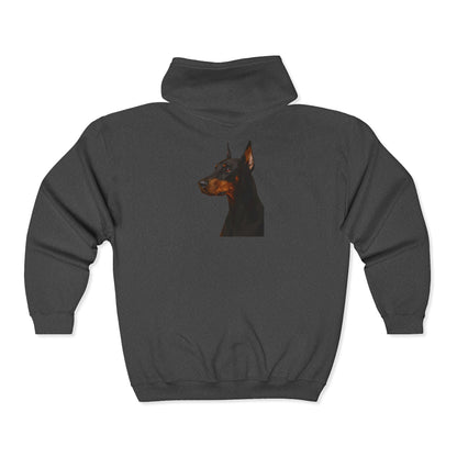 Doberman Head Unisex Full Zip Hoodie