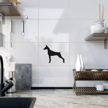 Doberman Silhouette Ceramic Photo Tile
