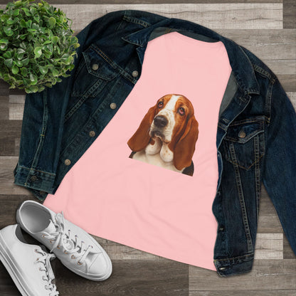 Basset Head Women's Short Sleeve Crewneck Tee