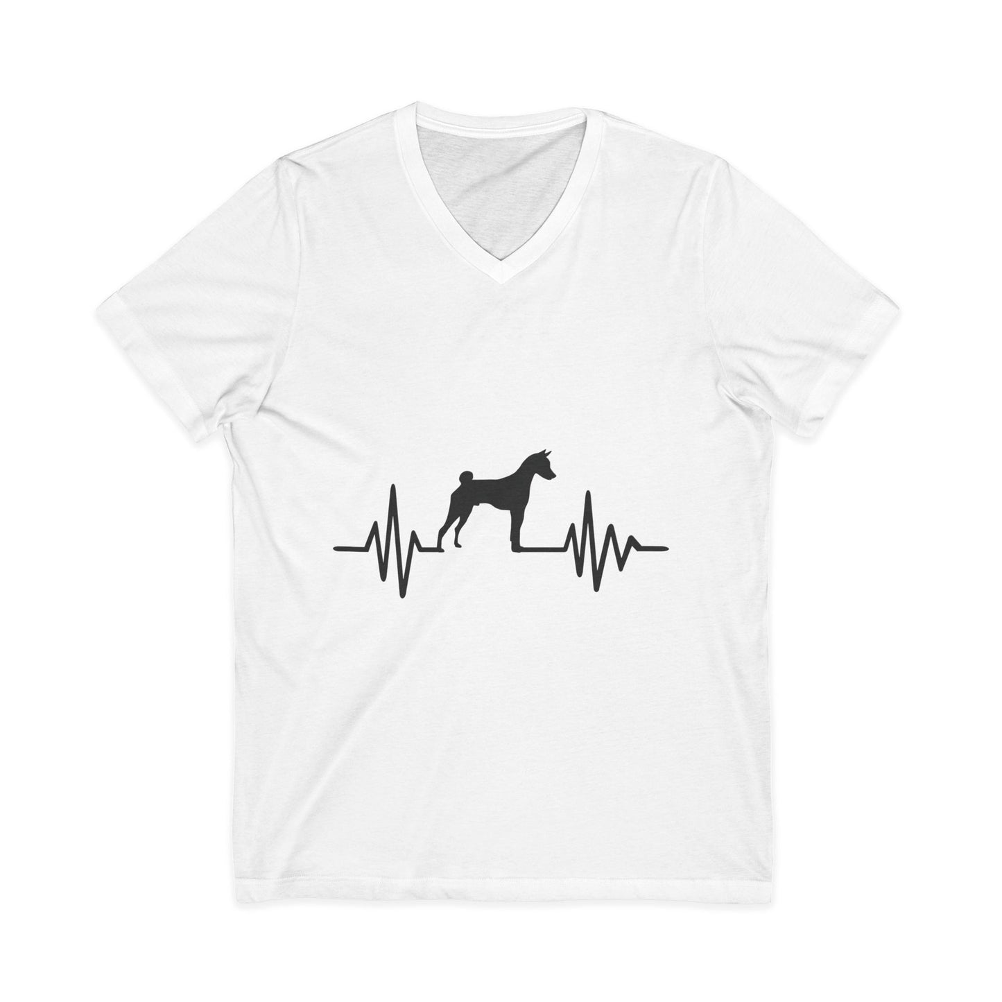 My Heart Beats For Basenjis Unisex Short Sleeve V-Neck Tee
