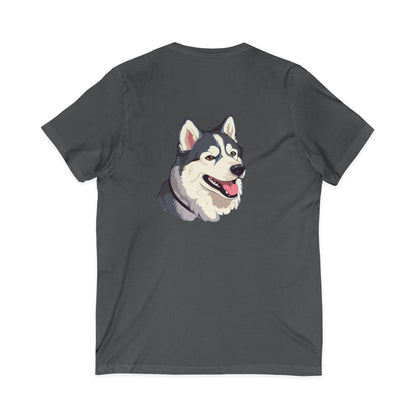 Malamute Head Unisex Short Sleeve V-Neck Tee
