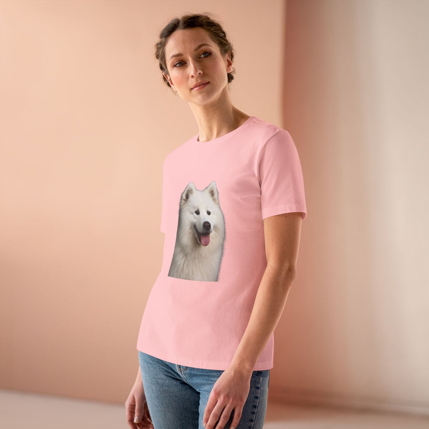 Samoyed Head Women's Short Sleeve Crewneck Tee