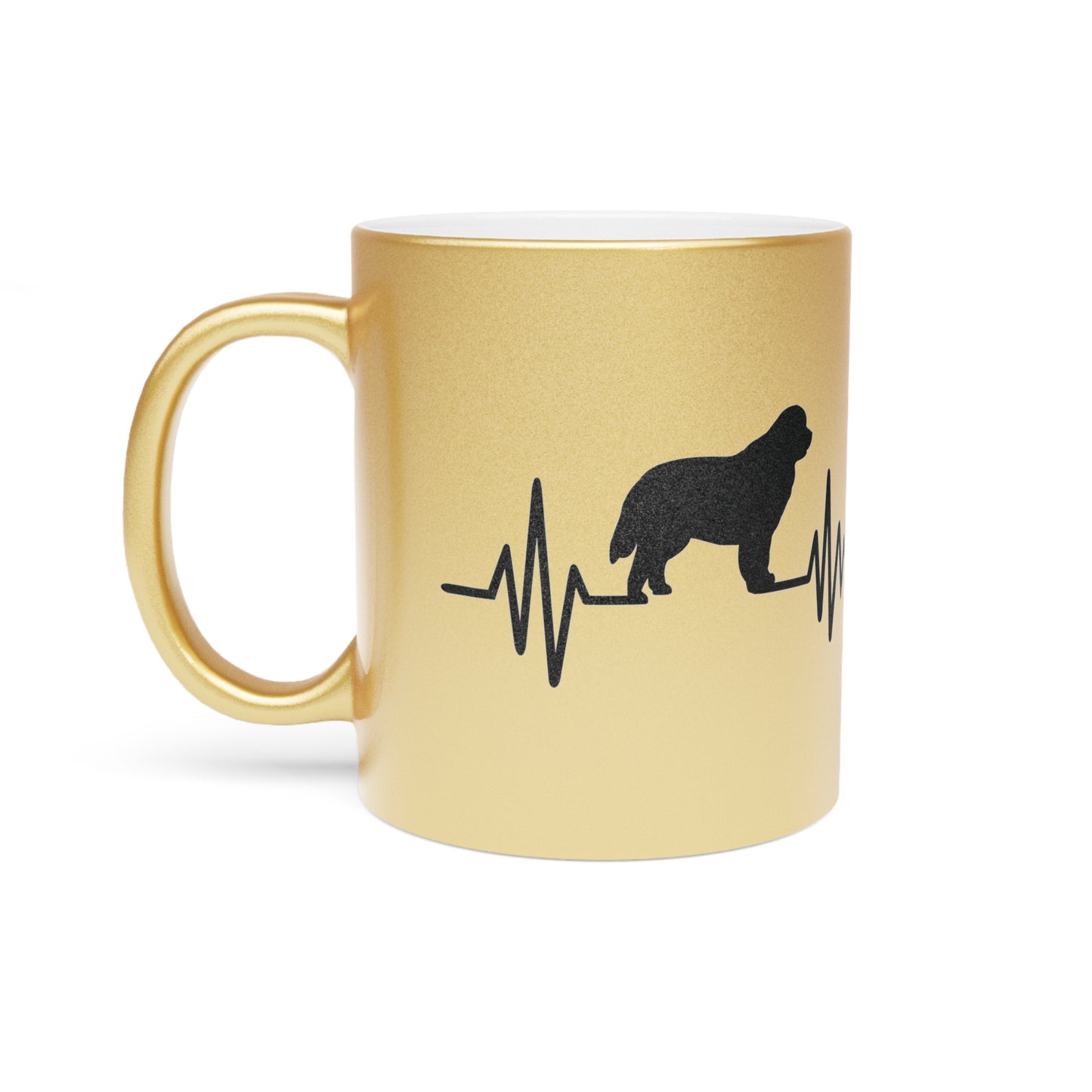 My Heart Beats For Newfies Metallic Coffee Mug