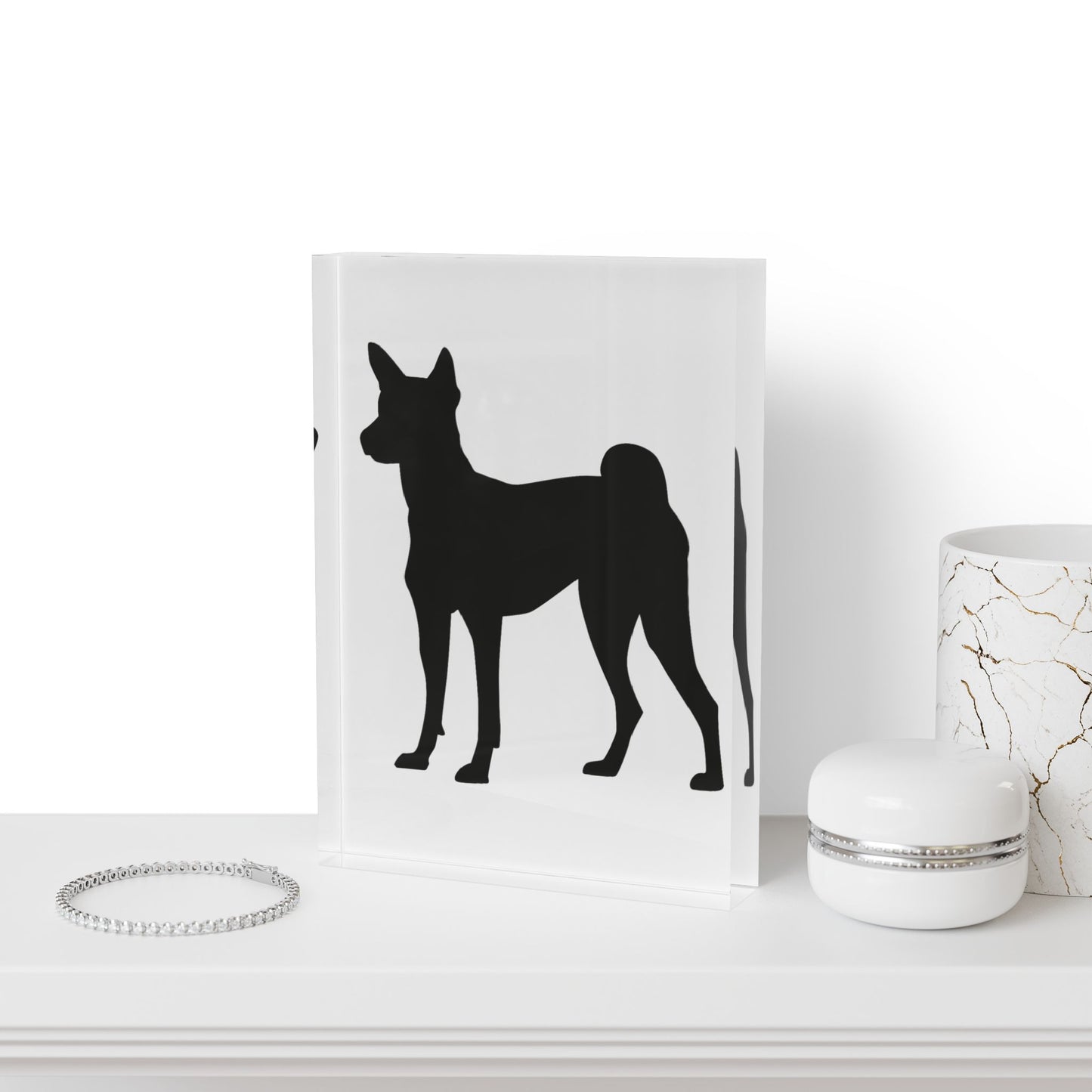 Basenji Silhouette Acrylic Photo Block