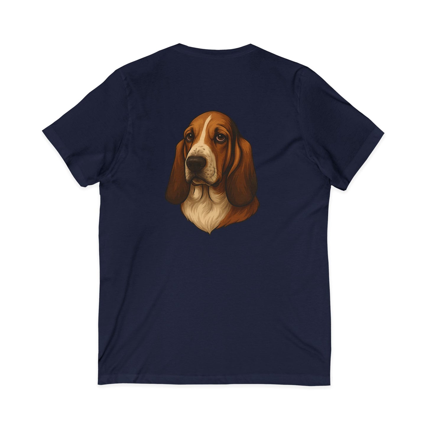 Basset Hound Head Unisex Short Sleeve V-Neck Tee