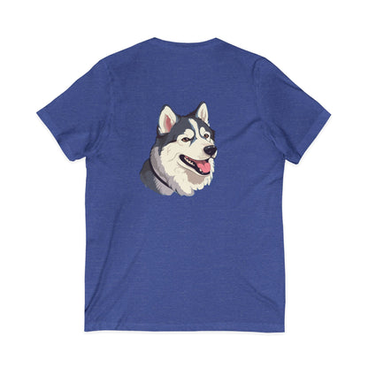 Malamute Head Unisex Short Sleeve V-Neck Tee