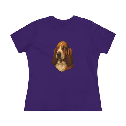 Basset Hound Head Women's Short Sleeve Crewneck Tee