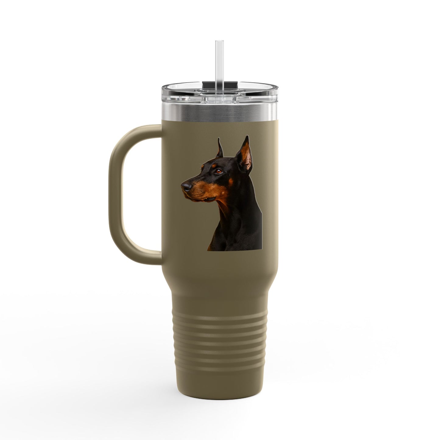 Doberman Head Insulated Travel Mug