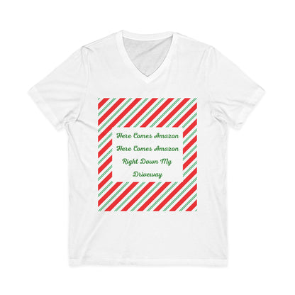 Here Comes Amazon Unisex Short Sleeve V-Neck Tee
