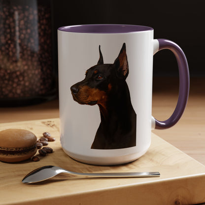 Doberman Head 2-Tone Coffee Mug