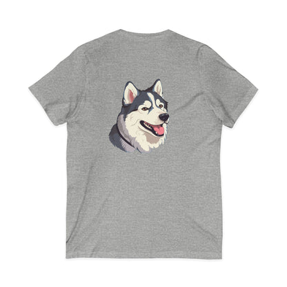 Malamute Head Unisex Short Sleeve V-Neck Tee