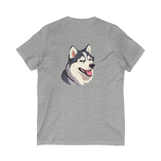 Malamute Head Unisex Short Sleeve V-Neck Tee
