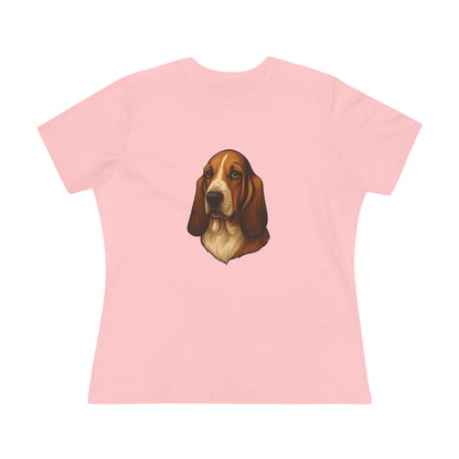 Basset Hound Head Women's Short Sleeve Crewneck Tee