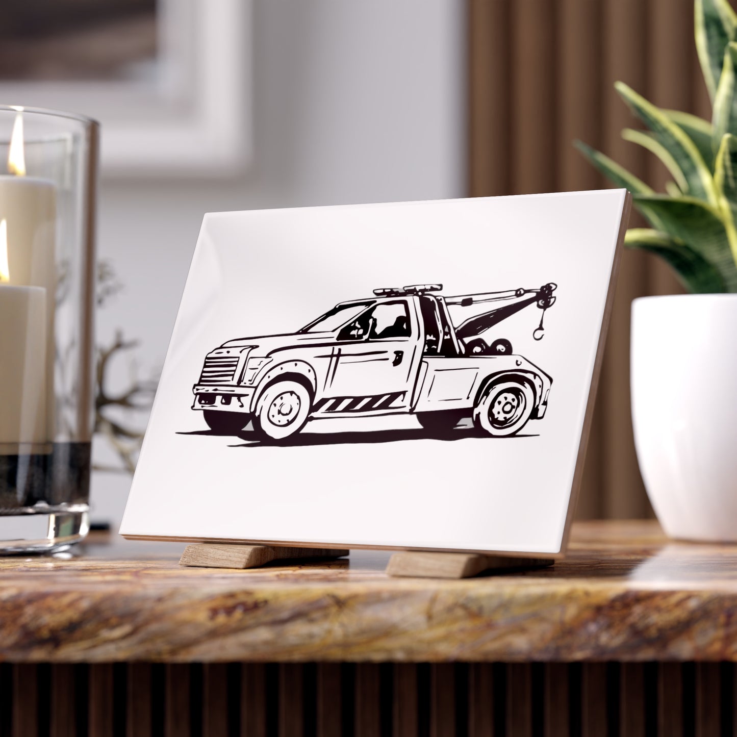 Wheel Lift Tow Truck Ceramic Photo Tile