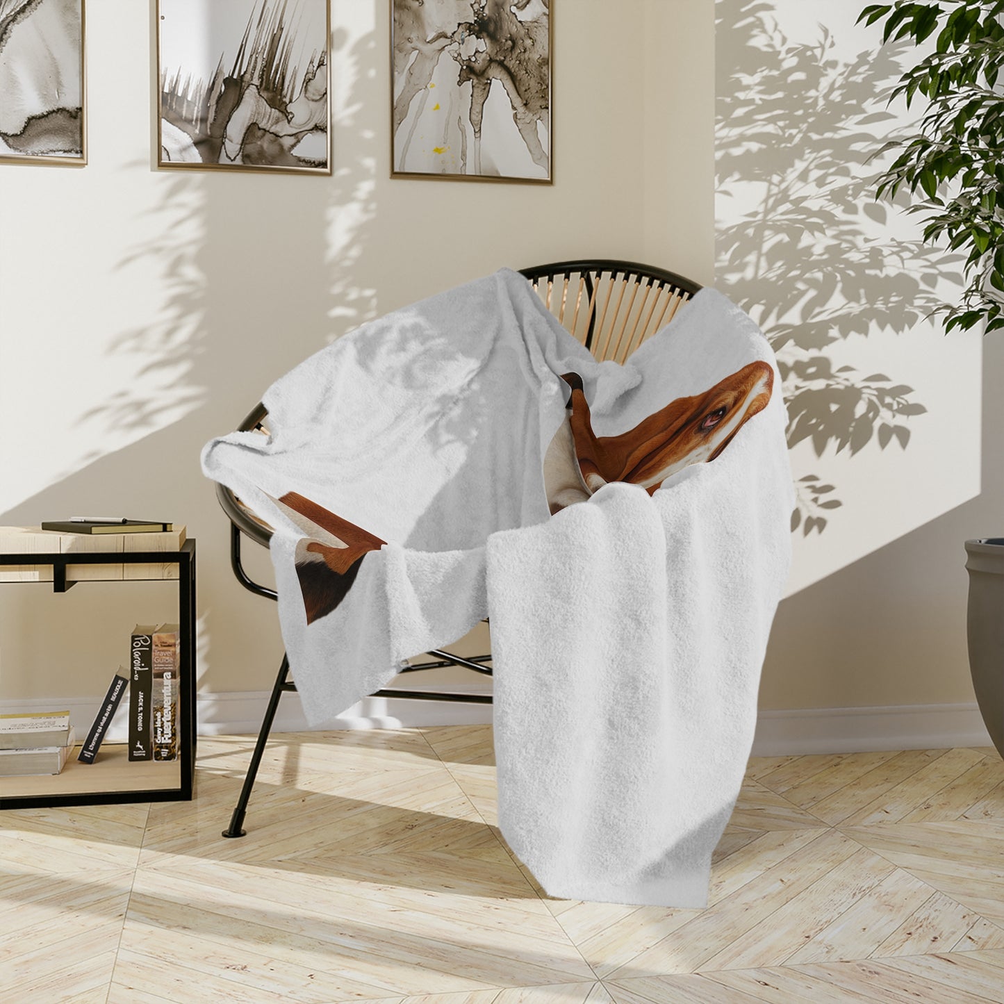 Basset Head Velveteen Microfiber Blanket