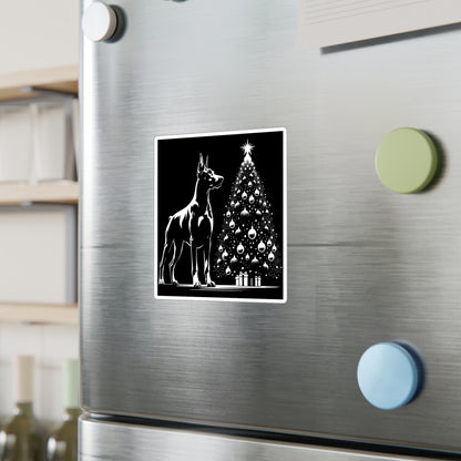 Doberman Christmas Tree Vinyl Decal