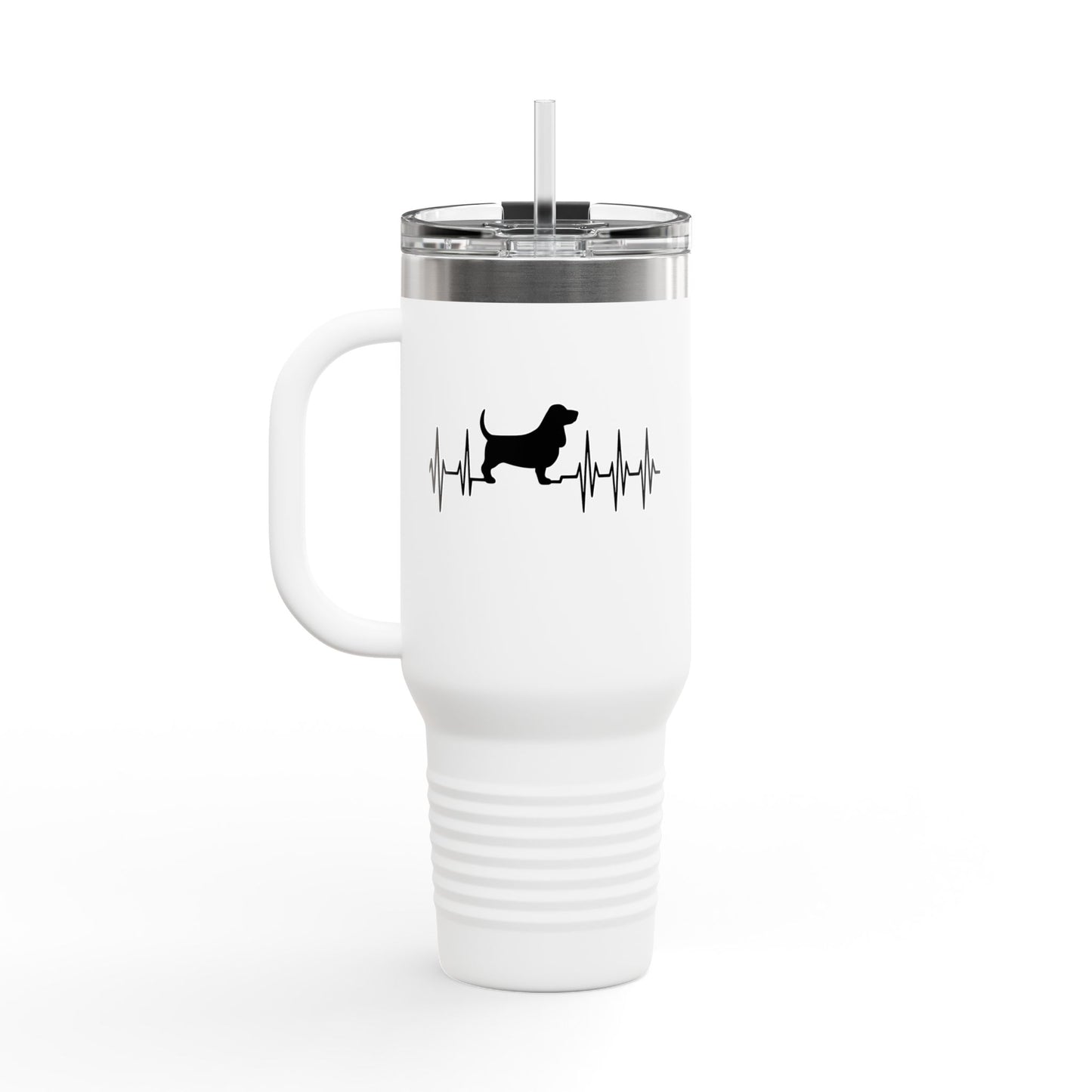 My Heart Beats For Bassets Insulated Travel Mug