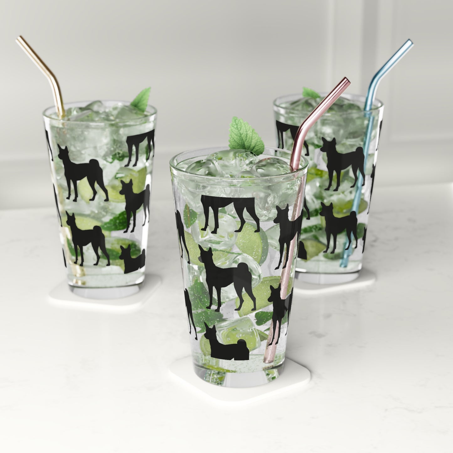 Basenji  Silhouette Drinking Glass