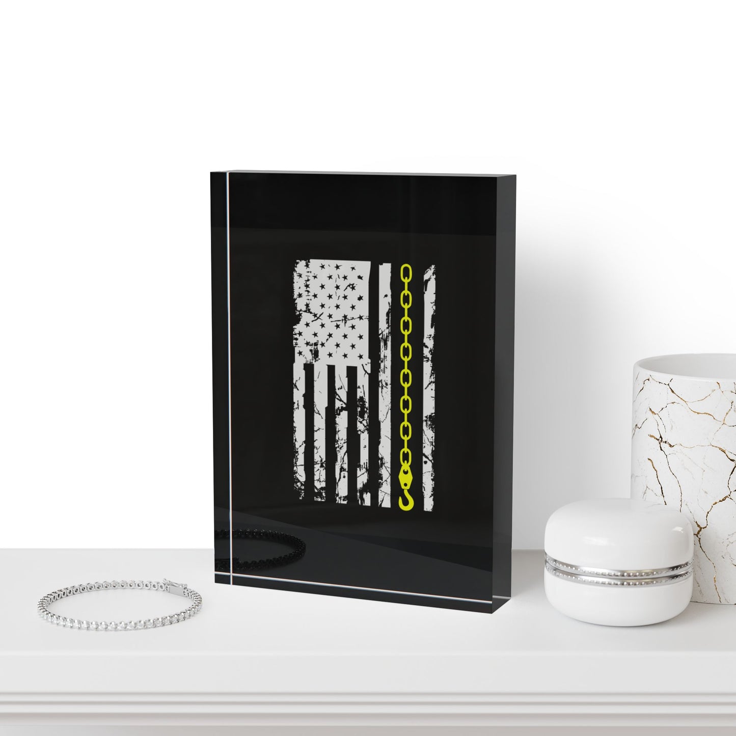 Thin Yellow Line Acrylic Photo Block