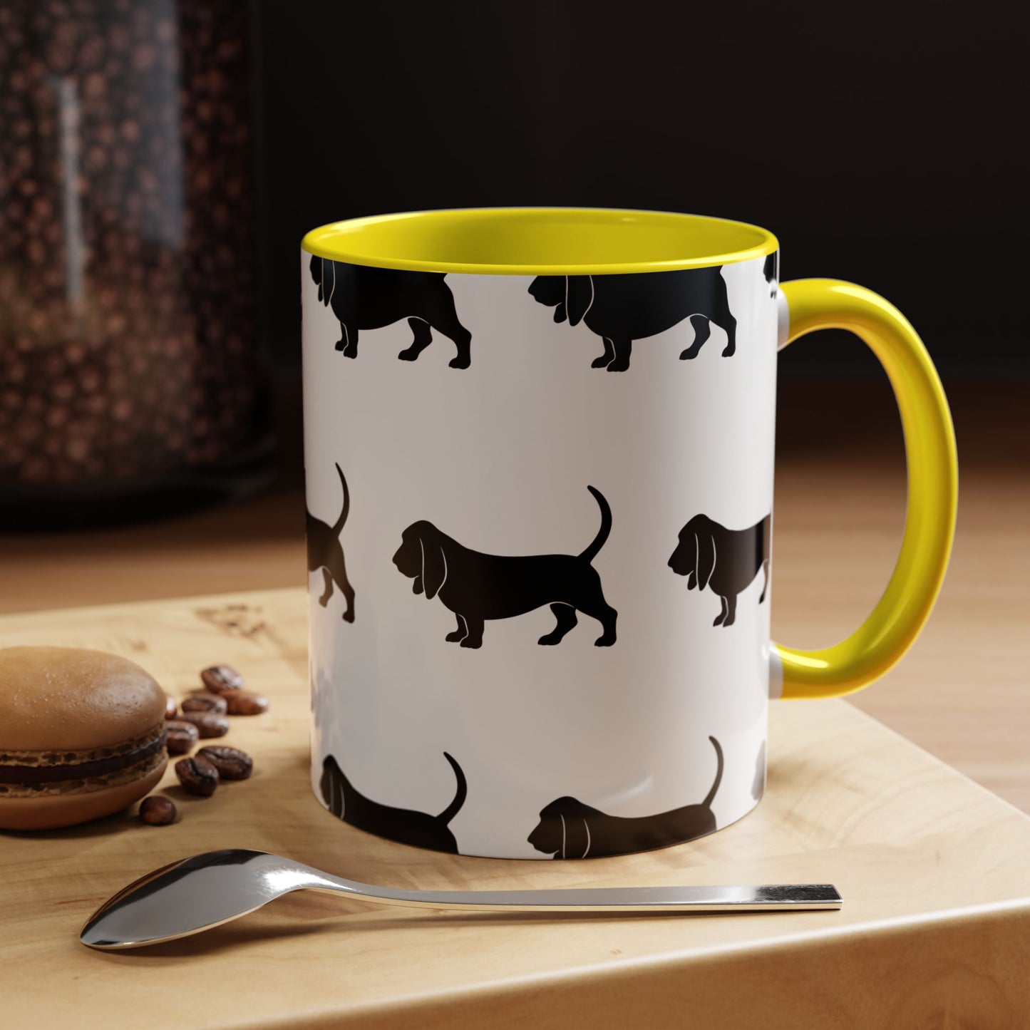Basset Hound Silhouette 2-Tone Coffee Mug