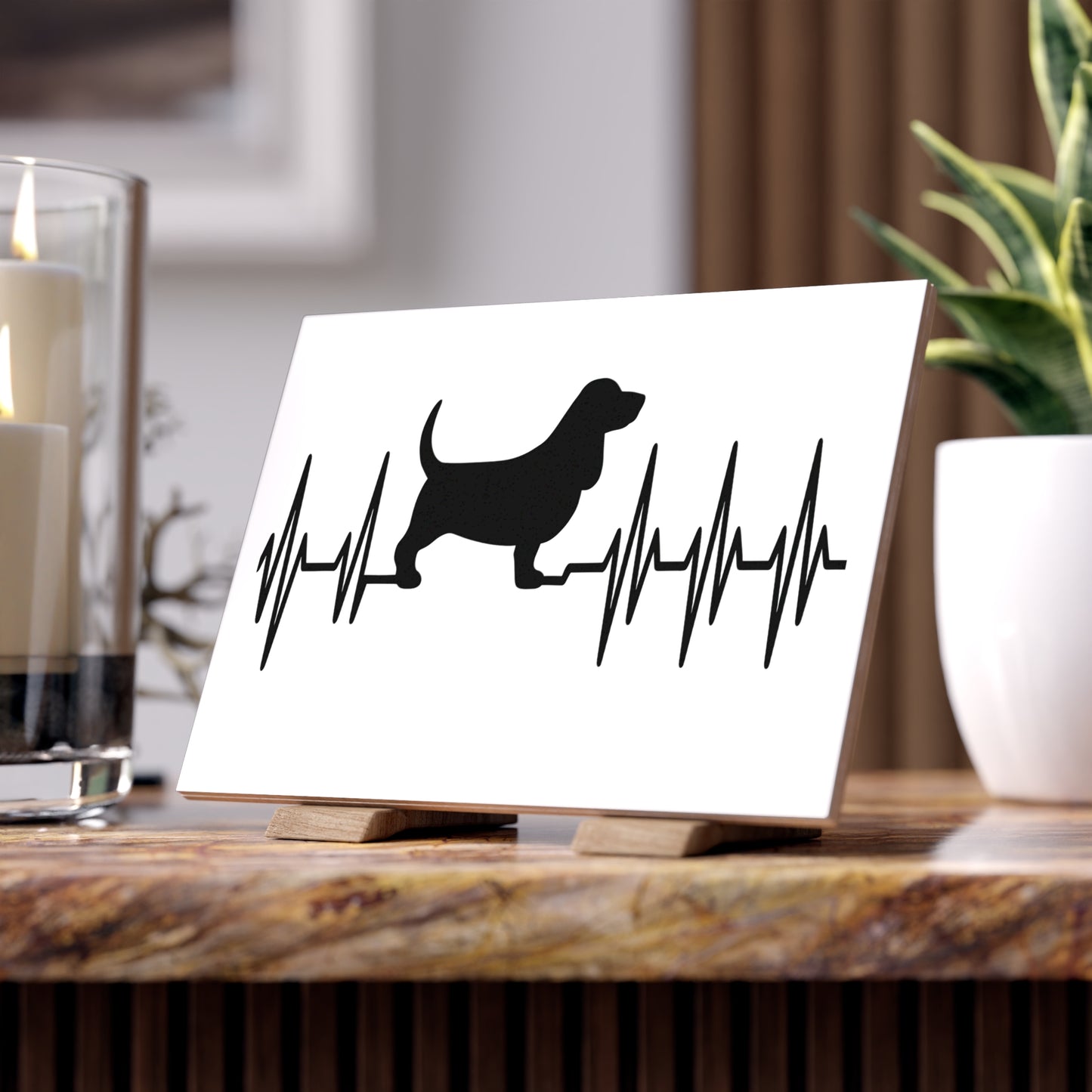 My Heart Beats For Basset Hounds Ceramic Photo Tile