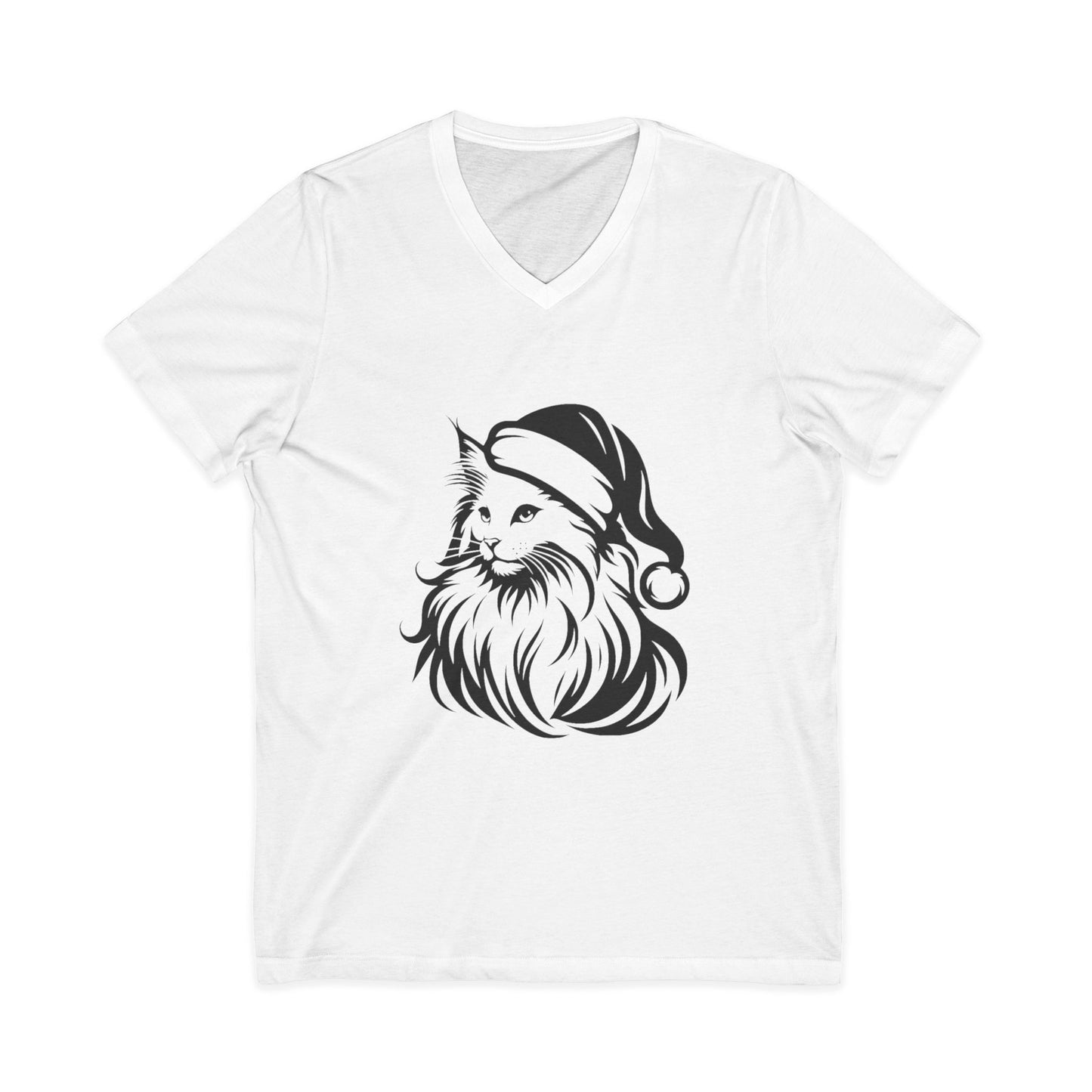 Santa Paws Cat Unisex Short Sleeve V-Neck Tee
