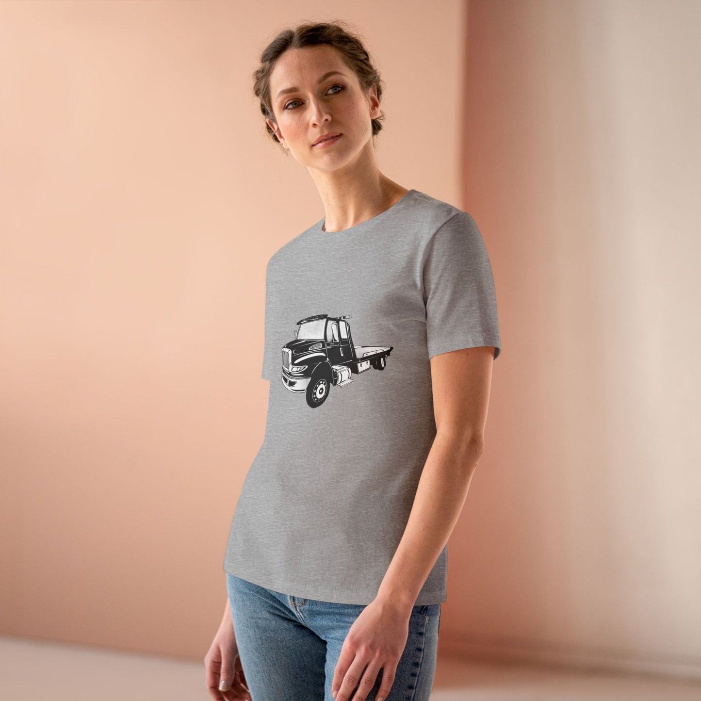 Flatbed Tow Truck Women's Short Sleeve Crewneck Tee