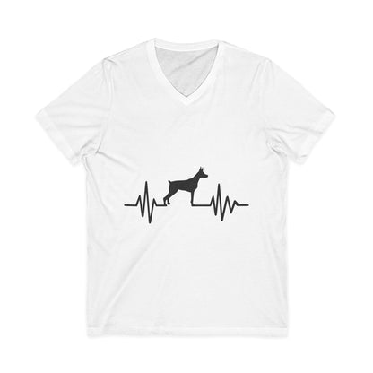 My Heart Beats For Dobermans Unisex Short Sleeve V-Neck Tee