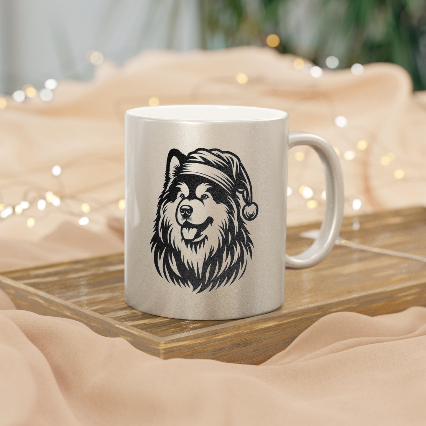 Santa Paws Malamute Metallic Coffee Mug