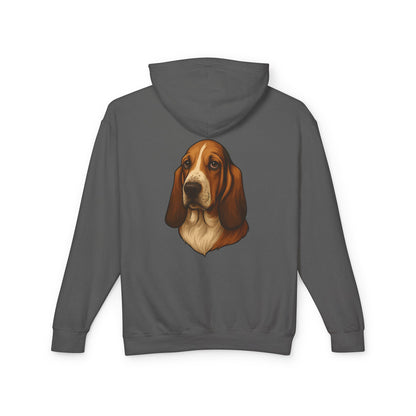 Basset Hound Head Unisex Lightweight Hoodie
