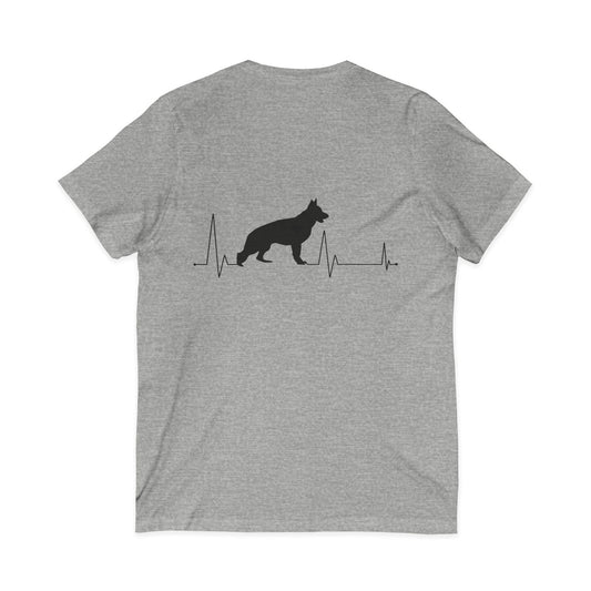 My Heart Beats For German Shepherds Unisex Short Sleeve V-Neck Tee