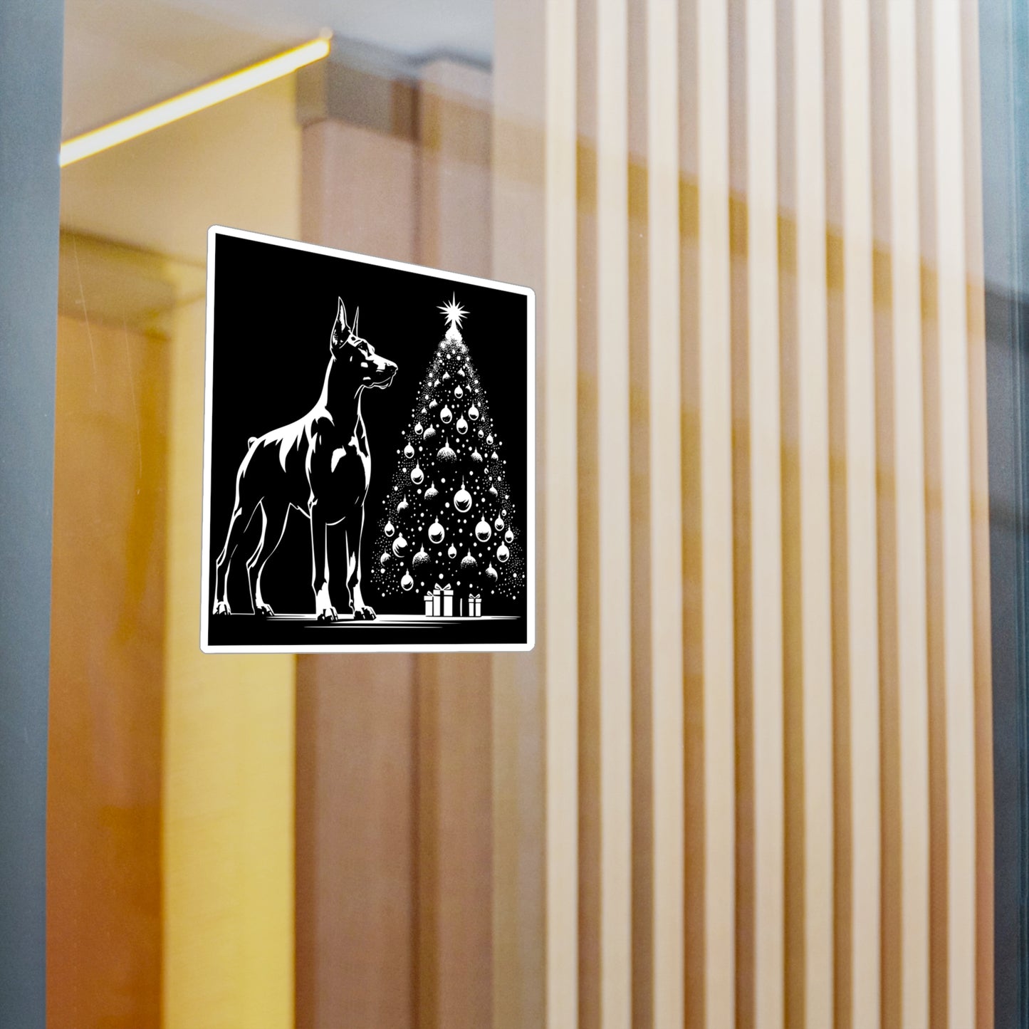 Doberman Christmas Tree Vinyl Decal