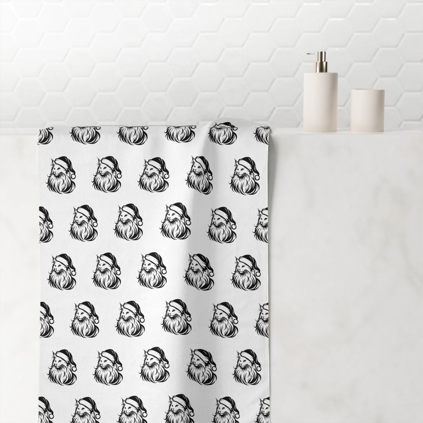 Santa Paws Cat Mink-Cotton  Beach Towel