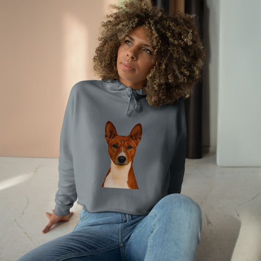 Basenji Head Women's Crop Hoodie