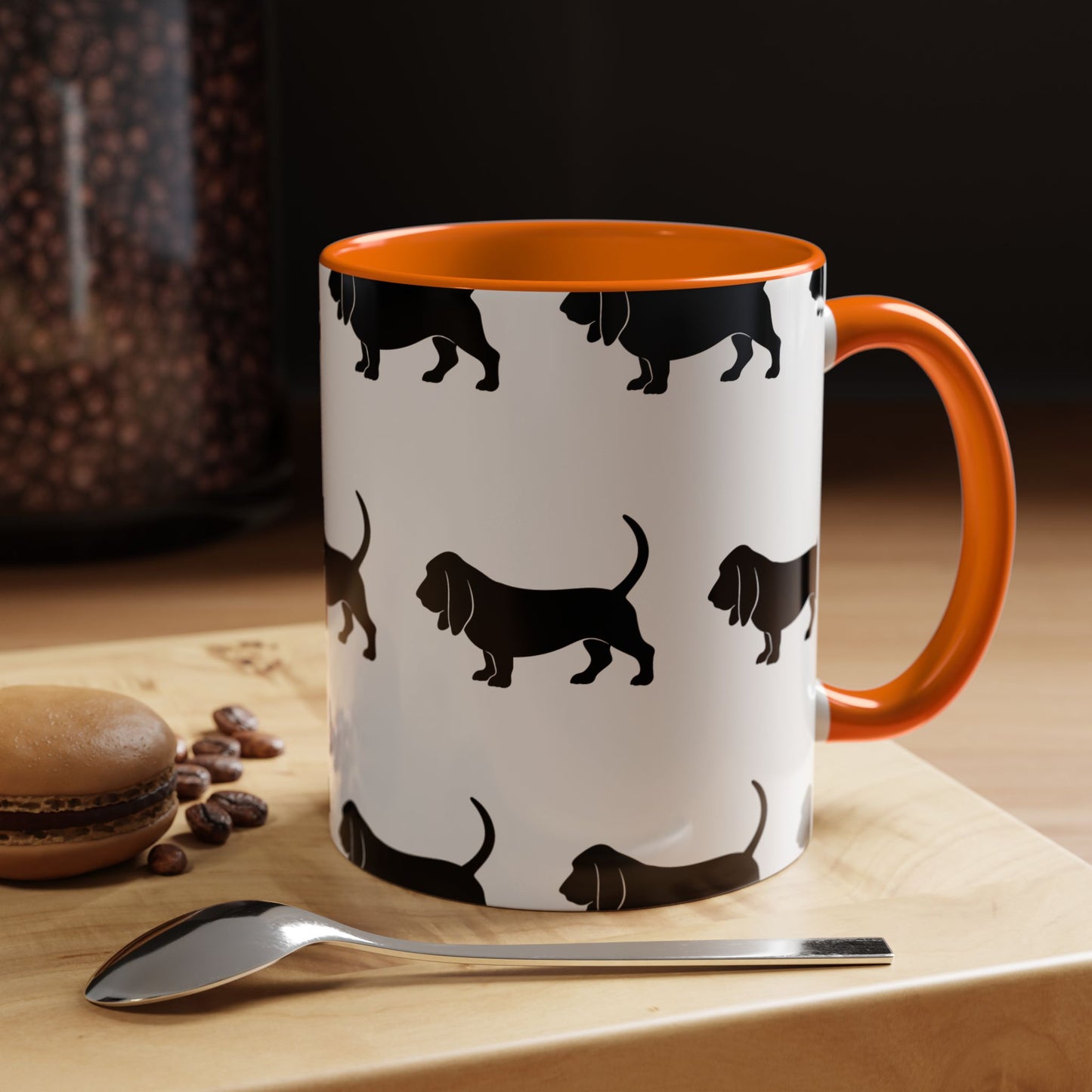 Basset Hound Silhouette 2-Tone Coffee Mug