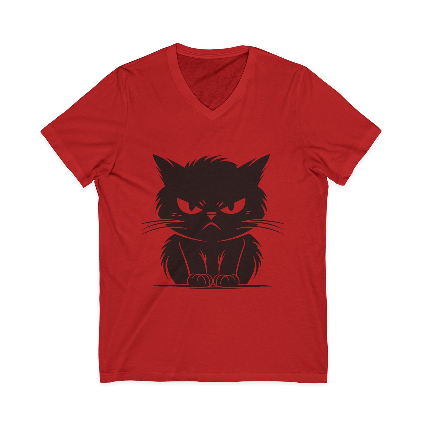 Angry Cat Unisex Short Sleeve V-Neck Tee