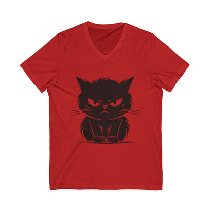 Angry Cat Unisex Short Sleeve V-Neck Tee