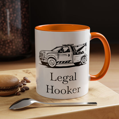 Legal H**ker Wheel Lift Tow Truck 2-Tone Coffee Mug